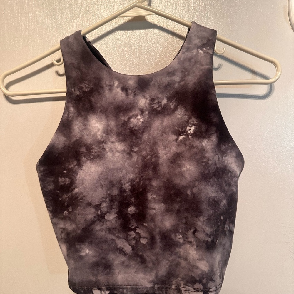 Athleta Black & Gray Tie-Dye Crop Tank